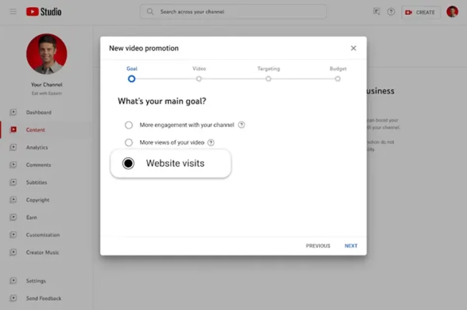 YouTube Adds Website Visits Goal for Promotions
