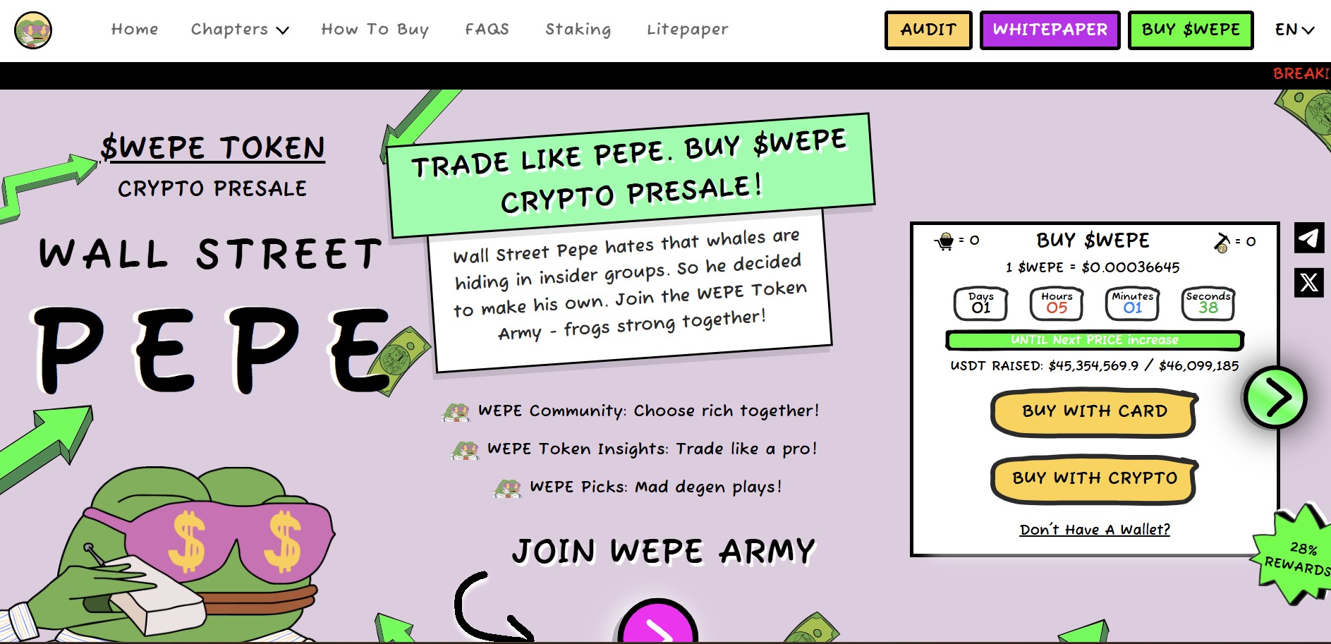 Wall Steet Pepe ($WEPE) meme coin