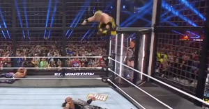 Video: Logan Paul hits insane frog splash, gets knocked out cold by CM Punk at WWE Elimination Chamber