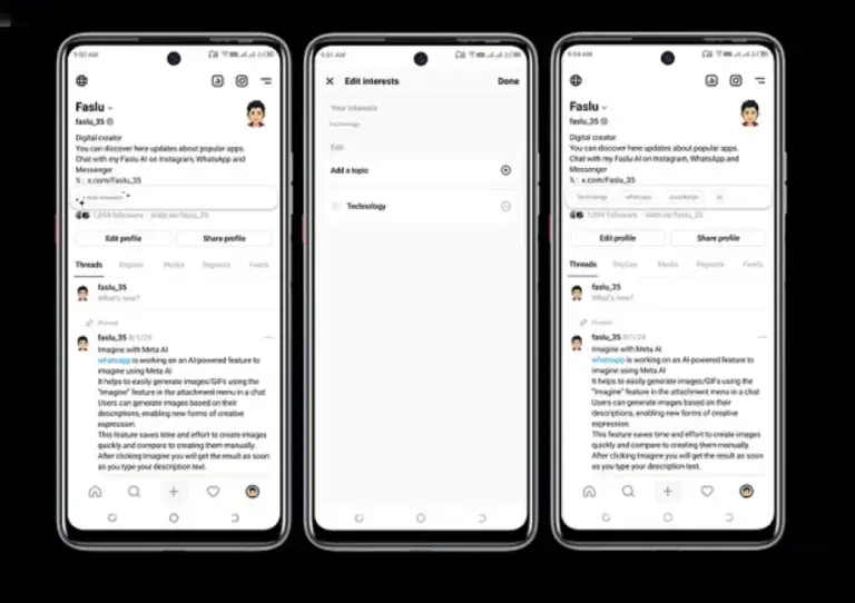 Threads Tests ‘Interests’ Display on User Profiles