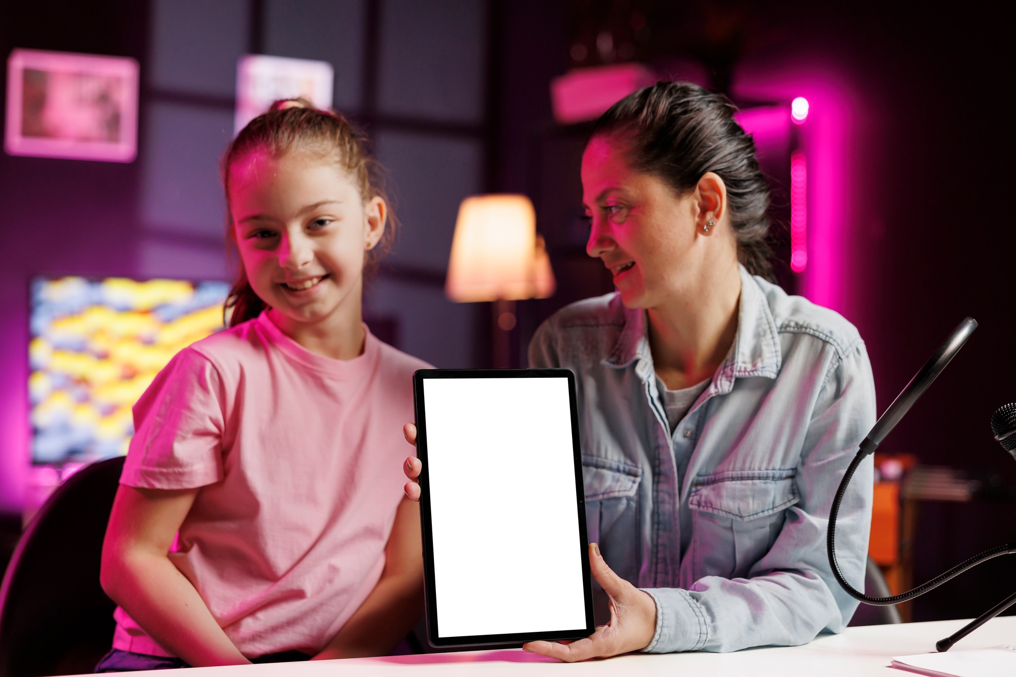 Media star daughter and mom excited to review newly launched mockup tablet