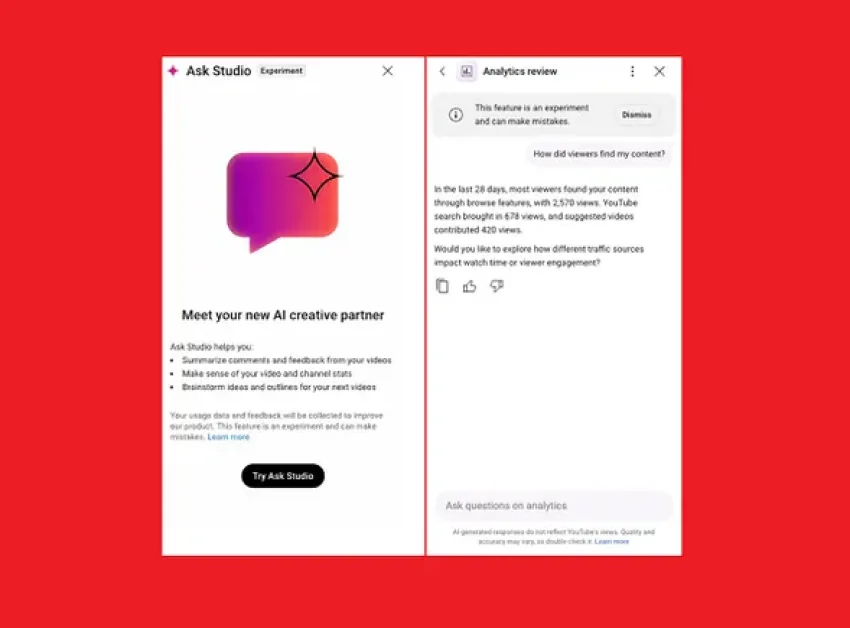 YouTube Tests Ask Studio Analytics Bot