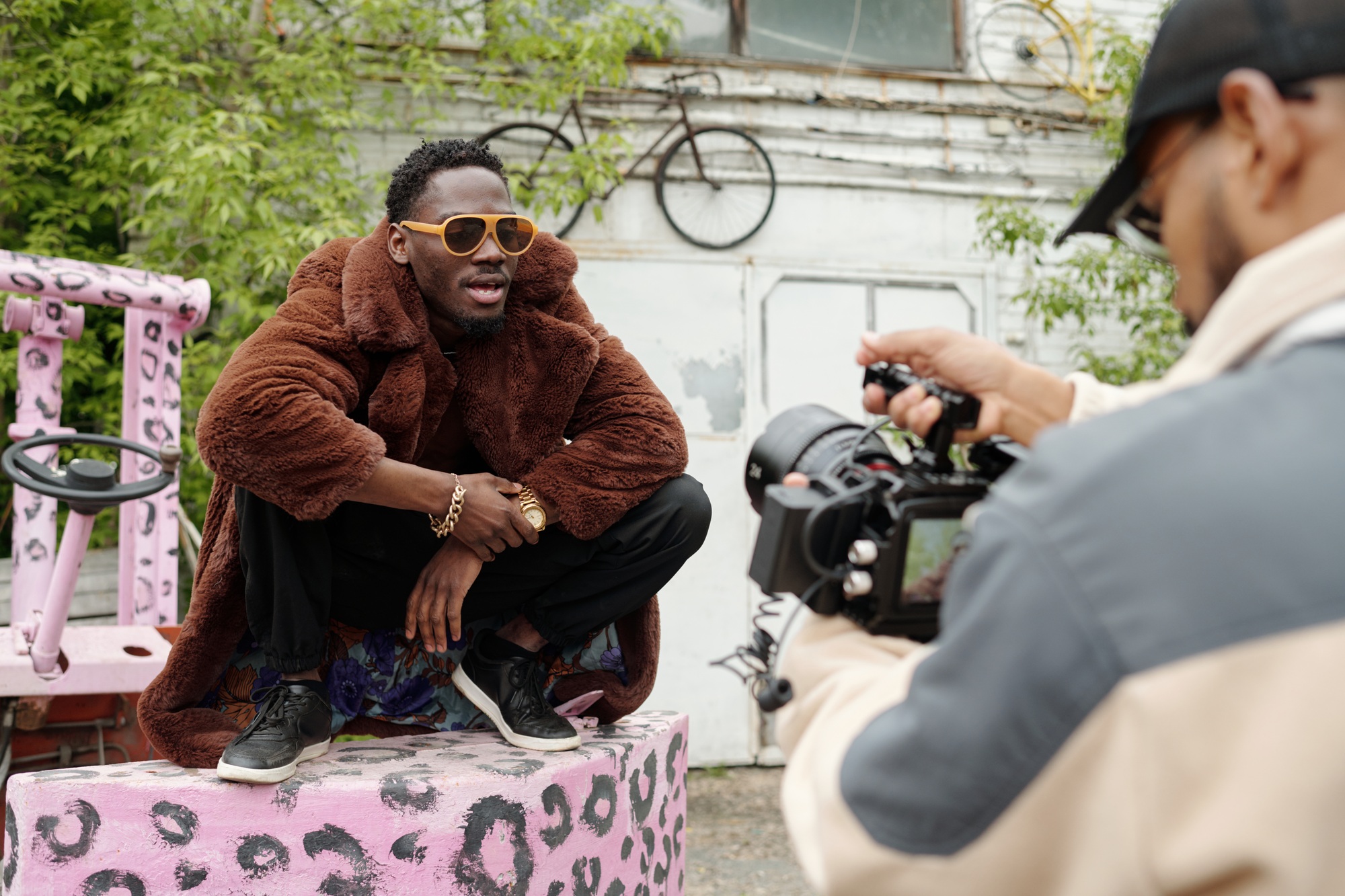Capturing Moments During Fashion Photoshoot Outdoors
