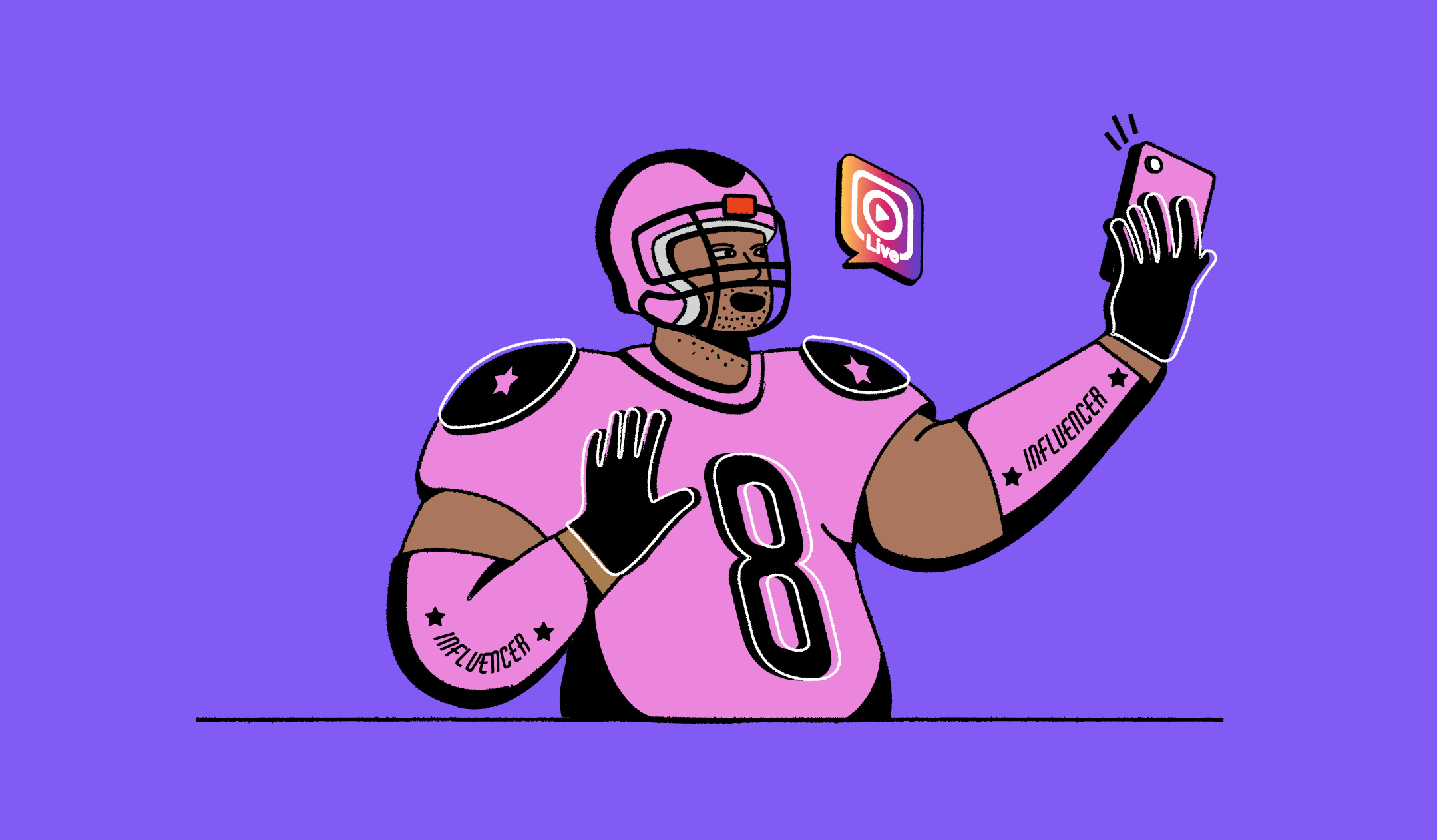 The lead image shows a football player taking a selfie.