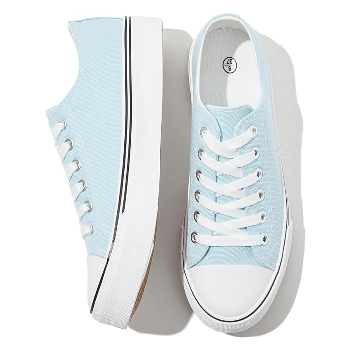 FRACORA Womens White Black Canvas Sneakers